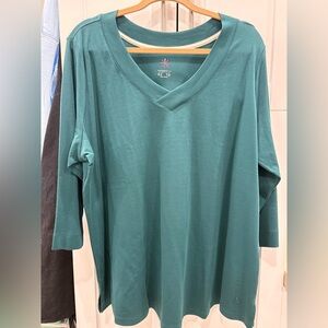 Isaac Mizrahi Pima Cotton V Neck Top